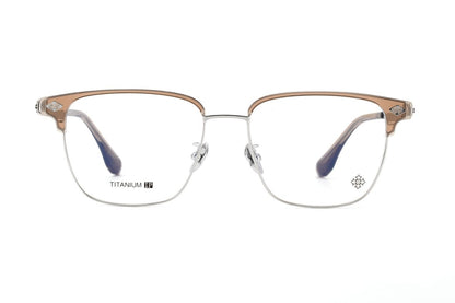 Square Browline Glasses Titanium Half Rim Eyeglasses Frame Browline Prescription Glasses for Men Women Business Optical Frame CH5526 - HP eyeglasses