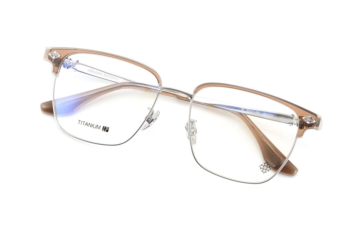 Square Browline Glasses Titanium Half Rim Eyeglasses Frame Browline Prescription Glasses for Men Women Business Optical Frame CH5526 - HP eyeglasses