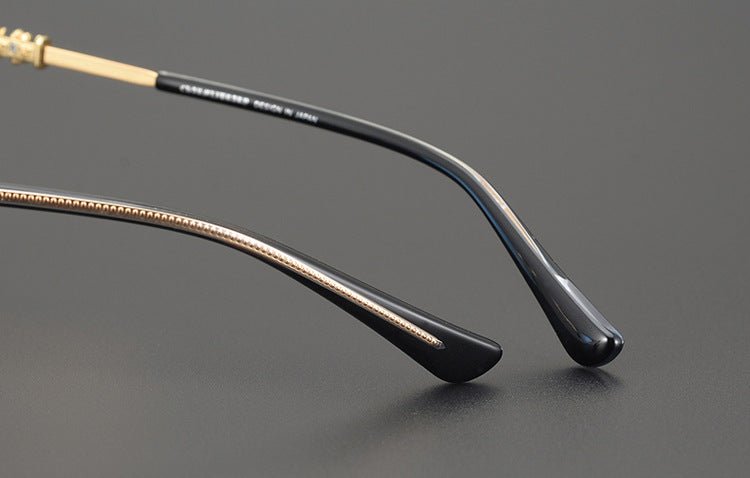 TANG Chrome Hearts Style Browline Glasses Men – Vintage Semi - Rimless Titanium Eyeglass Frame, Gothic Cross Design Optical Glasses for Men & Women - HP eyeglasses