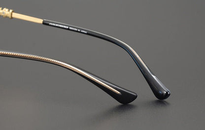 TANG Chrome Hearts Style Browline Glasses Men – Vintage Semi - Rimless Titanium Eyeglass Frame, Gothic Cross Design Optical Glasses for Men & Women - HP eyeglasses