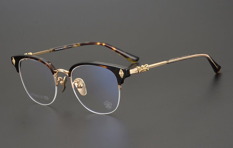 TANG Handcrafted Chrome Hearts Style Browline Glasses - Semi