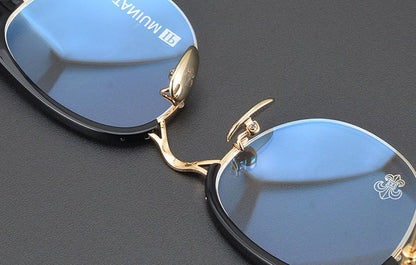 TANG Chrome Hearts Style Browline Glasses Men – Vintage Semi - Rimless Titanium Eyeglass Frame, Gothic Cross Design Optical Glasses for Men & Women - HP eyeglasses