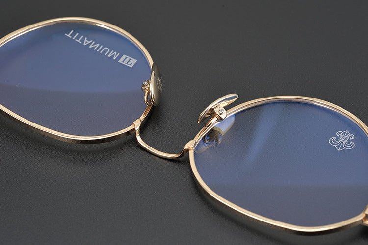 Ultra - Light Full Frame Round Glasses – Gothic - Inspired Titanium Eyewear with Engraved Details | LOWRIDER Men's Vintage Eyeglass Frame - HP eyeglasses