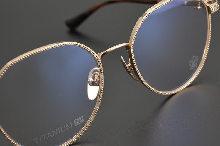 Ultra - Light Full Frame Round Glasses – Gothic - Inspired Titanium Eyewear with Engraved Details | LOWRIDER Men's Vintage Eyeglass Frame - HP eyeglasses