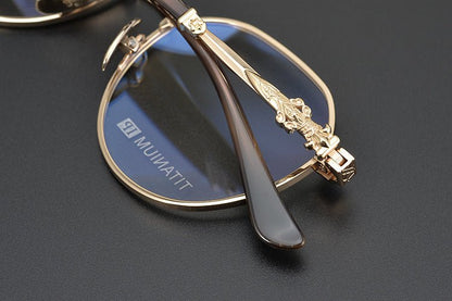 Ultra - Light Full Frame Round Glasses – Gothic - Inspired Titanium Eyewear with Engraved Details | LOWRIDER Men's Vintage Eyeglass Frame - HP eyeglasses