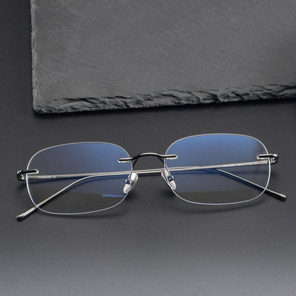 Ultra-Light Pure Titanium Gold Rimless Oval Glasses | Minimalist Prescription Eyeglass Frame 52020 - HP eyeglasses