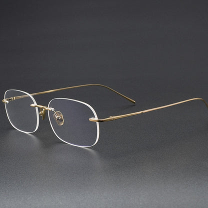 Ultra-Light Pure Titanium Gold Rimless Oval Glasses | Minimalist Prescription Eyeglass Frame 52020 - HP eyeglasses