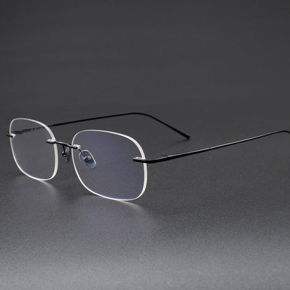 Ultra-Light Pure Titanium Gold Rimless Oval Glasses | Minimalist Prescription Eyeglass Frame 52020 - HP eyeglasses