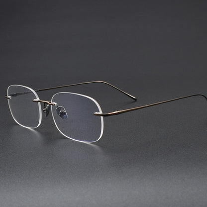 Ultra-Light Pure Titanium Gold Rimless Oval Glasses | Minimalist Prescription Eyeglass Frame 52020 - HP eyeglasses