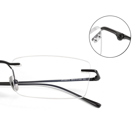 Ultra-Light Pure Titanium Rimless Glasses for Men | Business Prescription Optical Frame with Photochromic Lens Option 52015 - HP eyeglasses