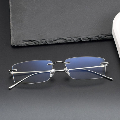Ultra-Light Pure Titanium Rimless Glasses for Men | Business Prescription Optical Frame with Photochromic Lens Option 52015 - HP eyeglasses