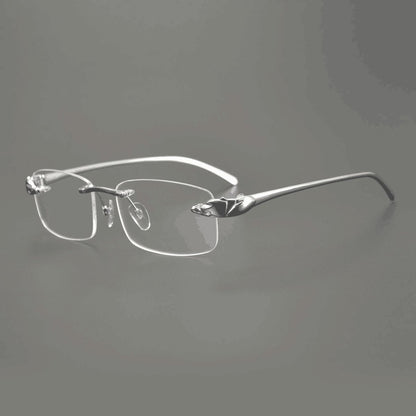 Ultra - Light Pure Titanium Rimless Square Glasses with Panther Head | Prescription Eyewear for Men – 8200875 - HP eyeglasses