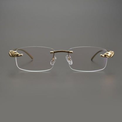 Ultra - Light Pure Titanium Rimless Square Glasses with Panther Head | Prescription Eyewear for Men – 8200875 - HP eyeglasses