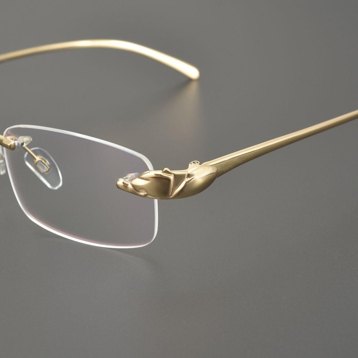 Ultra - Light Pure Titanium Rimless Square Glasses with Panther Head | Prescription Eyewear for Men – 8200875 - HP eyeglasses