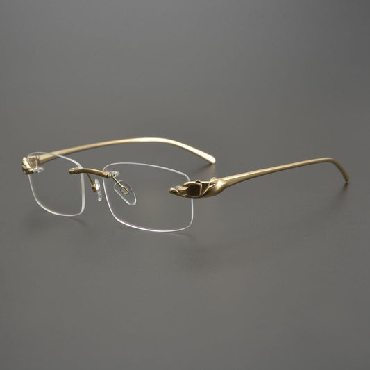 Ultra - Light Pure Titanium Rimless Square Glasses with Panther Head | Prescription Eyewear for Men – 8200875 - HP eyeglasses