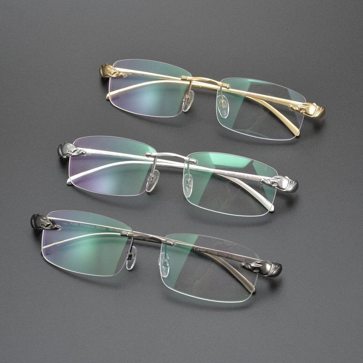 Ultra - Light Pure Titanium Rimless Square Glasses with Panther Head | Prescription Eyewear for Men – 8200875 - HP eyeglasses