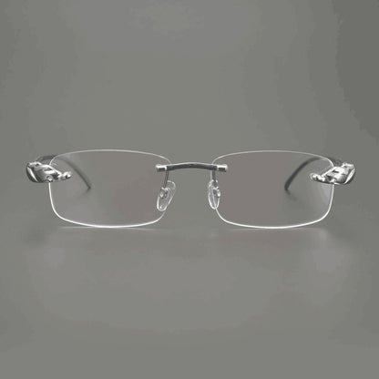 Ultra - Light Pure Titanium Rimless Square Glasses with Panther Head | Prescription Eyewear for Men – 8200875 - HP eyeglasses