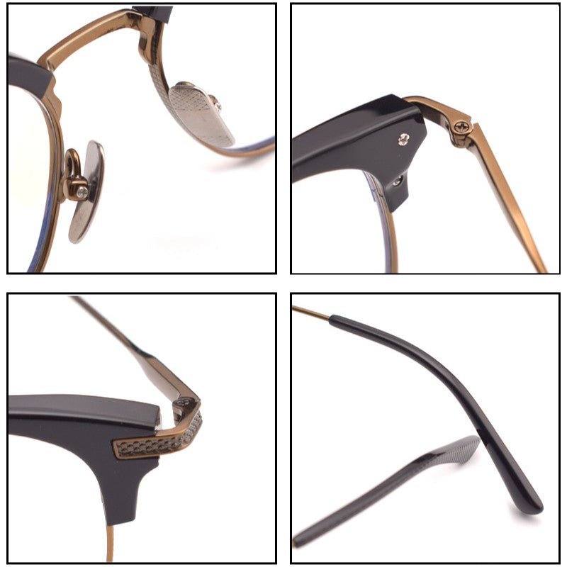 Vintage Acetate Browline Glasses with Pure Titanium Frame for Business Optical Eyewear – DTX2080 - HP eyeglasses