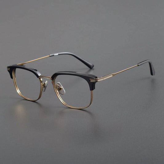 Vintage Acetate Browline Glasses with Pure Titanium Frame for Business Optical Eyewear – DTX2080 - HP eyeglasses