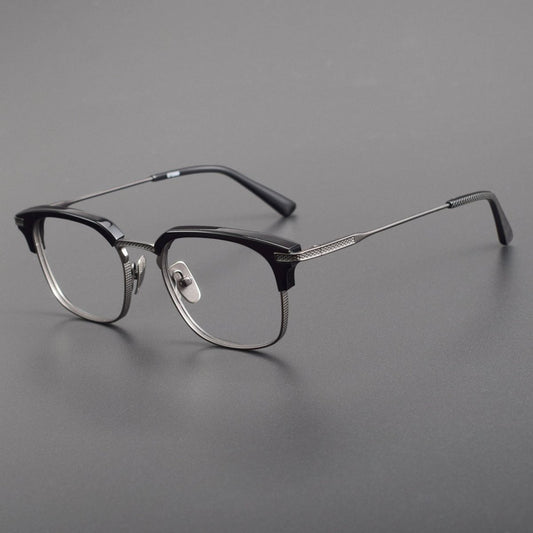 Vintage Acetate Browline Glasses with Pure Titanium Frame for Business Optical Eyewear – DTX2080 - HP eyeglasses
