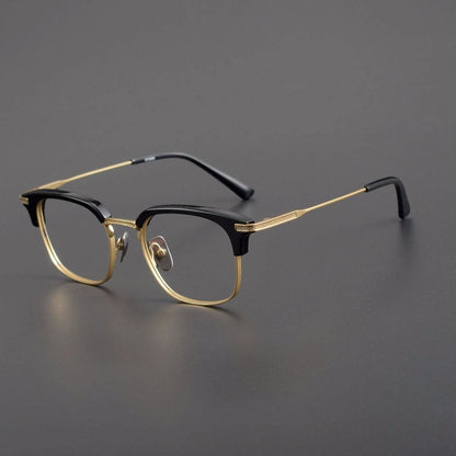 Vintage Acetate Browline Glasses with Pure Titanium Frame for Business Optical Eyewear – DTX2080 - HP eyeglasses
