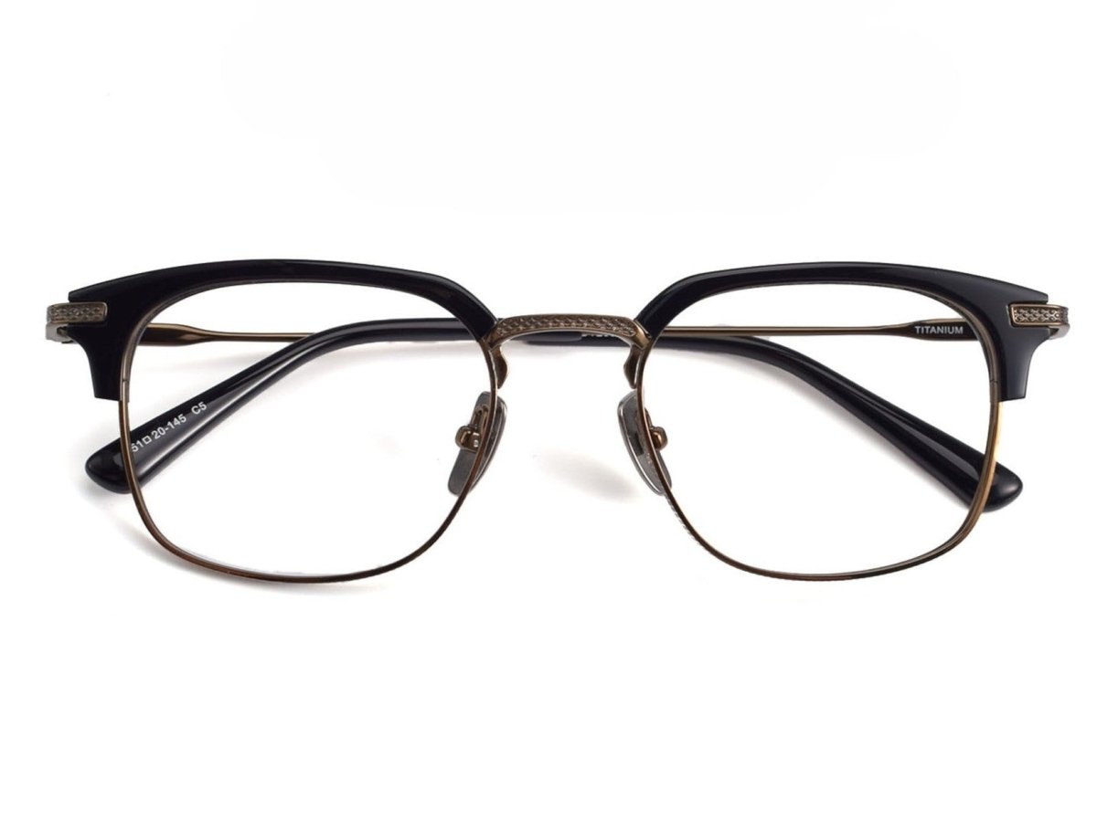 Vintage Acetate Browline Glasses with Pure Titanium Frame for Business Optical Eyewear – DTX2080 - HP eyeglasses