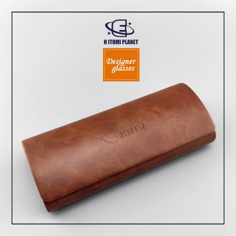 Vintage Brown PU Leather Glasses Case – Durable, Pressure