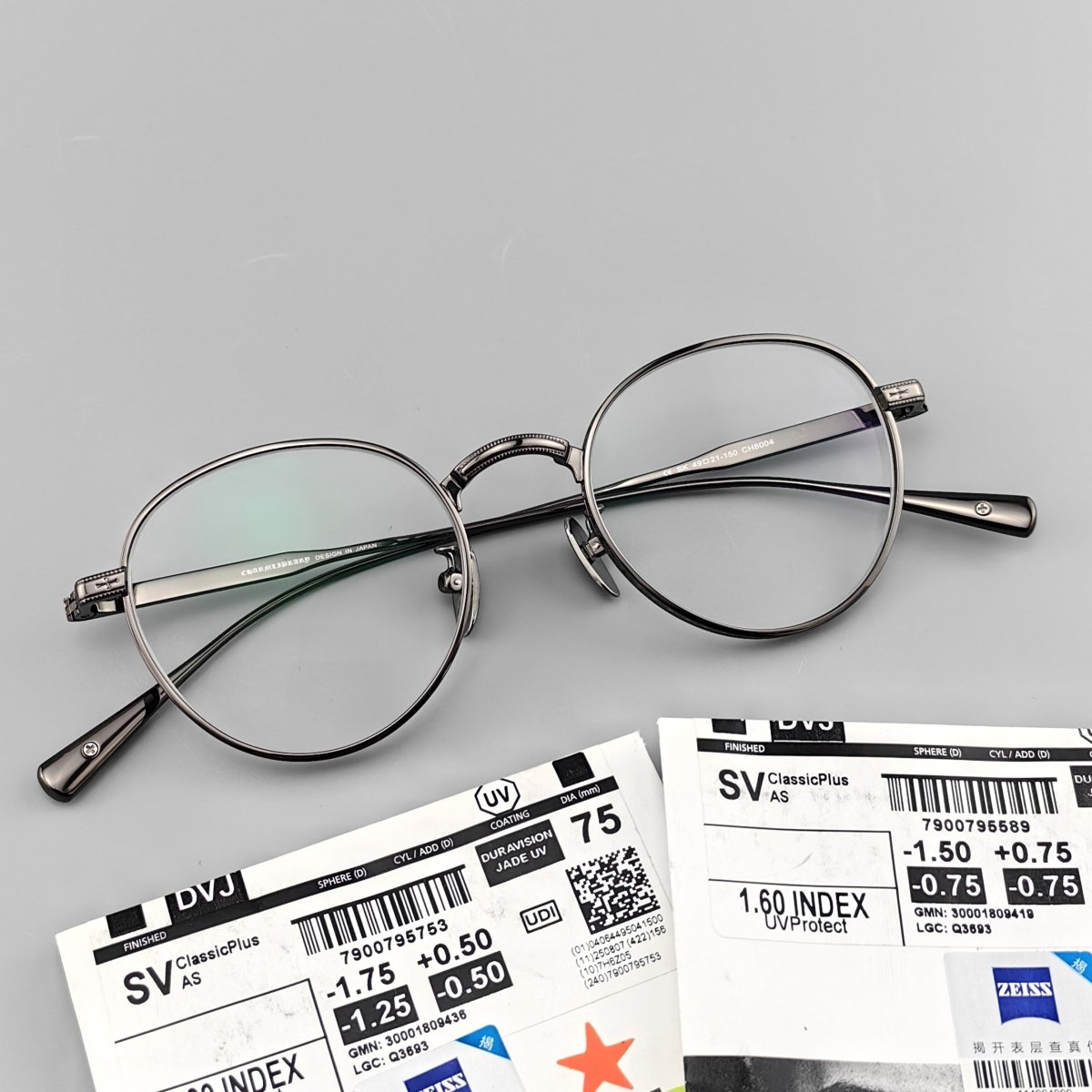 Vintage Chrome-Hearts Inspired Gothic Round Titanium Eyeglasses – Laser-Engraved Cross Design | Lightweight Frame for Men & Women - HP eyeglasses