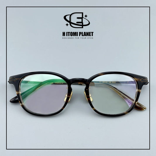 Vintage Panto Titanium & Acetate Eyeglasses | Designer Pear Shape Optical Frame for High Prescription Lenses EO-5022 - HP eyeglasses