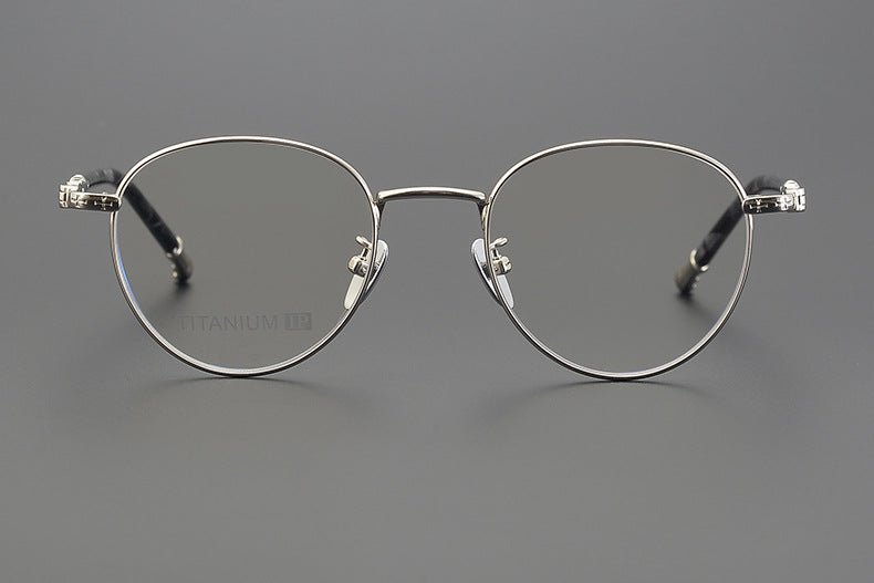 Vintage Round Eyeglasses – Gothic Cross - Inspired Full Frame Titanium Glasses | CH8207 Designer Unisex Eyewear - HP eyeglasses