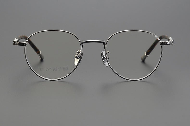 Vintage Round Eyeglasses – Gothic Cross - Inspired Full Frame Titanium Glasses | CH8207 Designer Unisex Eyewear - HP eyeglasses