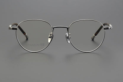 Vintage Round Eyeglasses – Gothic Cross - Inspired Full Frame Titanium Glasses | CH8207 Designer Unisex Eyewear - HP eyeglasses