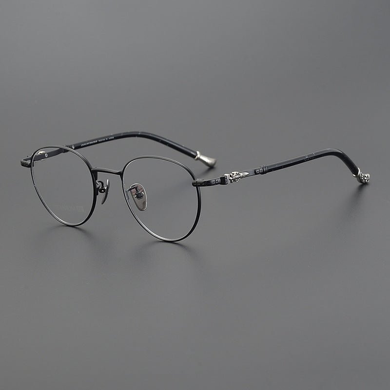 Vintage Round Eyeglasses – Gothic Cross - Inspired Full Frame Titanium Glasses | CH8207 Designer Unisex Eyewear - HP eyeglasses