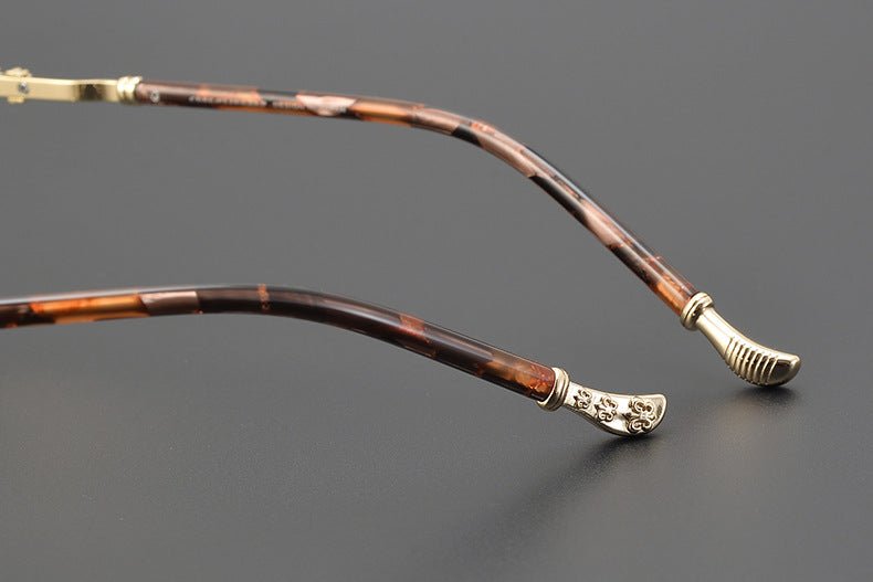 Vintage Round Eyeglasses – Gothic Cross - Inspired Full Frame Titanium Glasses | CH8207 Designer Unisex Eyewear - HP eyeglasses