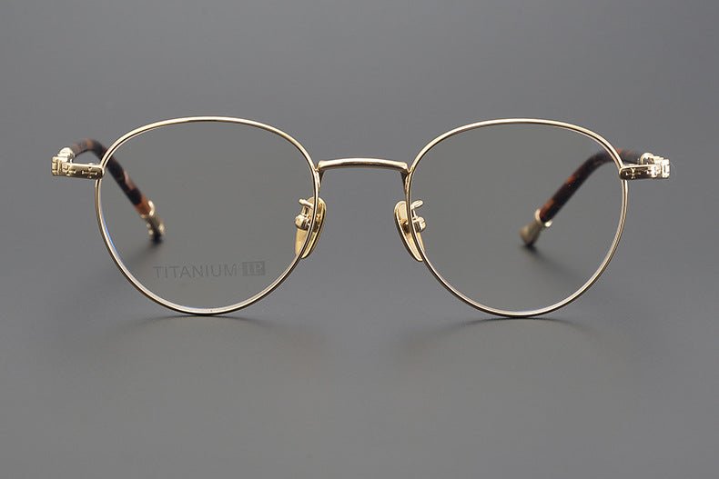 Vintage Round Eyeglasses – Gothic Cross - Inspired Full Frame Titanium Glasses | CH8207 Designer Unisex Eyewear - HP eyeglasses