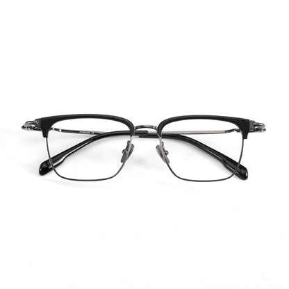 Wide Fit Browline Glasses for Men | Lightweight Titanium Square Acetate Frame for Large Heads SH0060 - HP eyeglasses