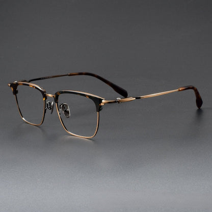 Wide Fit Browline Glasses for Men | Lightweight Titanium Square Acetate Frame for Large Heads SH0060 - HP eyeglasses