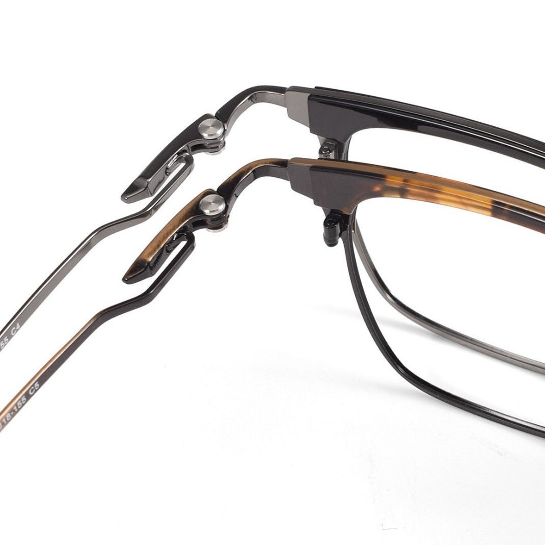 Wide Fit Browline Glasses for Men | Lightweight Titanium Square Acetate Frame for Large Heads SH0060 - HP eyeglasses