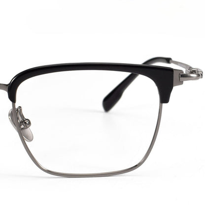 Wide Fit Browline Glasses for Men | Lightweight Titanium Square Acetate Frame for Large Heads SH0060 - HP eyeglasses