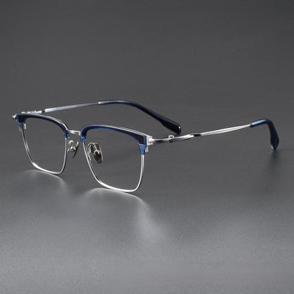 Wide Fit Browline Glasses for Men | Lightweight Titanium Square Acetate Frame for Large Heads SH0060 - HP eyeglasses