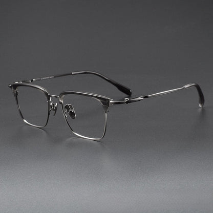 Wide Fit Browline Glasses for Men | Lightweight Titanium Square Acetate Frame for Large Heads SH0060 - HP eyeglasses