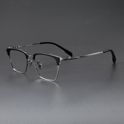 Wide Fit Browline Glasses for Men | Lightweight Titanium Square Acetate Frame for Large Heads SH0060 - HP eyeglasses