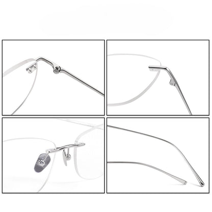 Women's Rimless Cat Eye Glasses | Ultra-Light Pure Titanium Minimalist Prescription Frame ZY52018 - HP eyeglasses