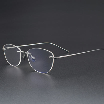 Women's Rimless Cat Eye Glasses | Ultra-Light Pure Titanium Minimalist Prescription Frame ZY52018 - HP eyeglasses