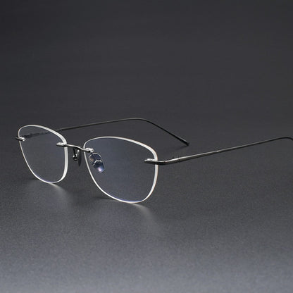 Women's Rimless Cat Eye Glasses | Ultra-Light Pure Titanium Minimalist Prescription Frame ZY52018 - HP eyeglasses