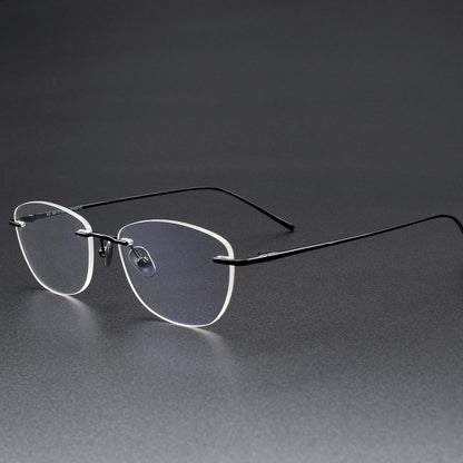 Women's Rimless Cat Eye Glasses | Ultra-Light Pure Titanium Minimalist Prescription Frame ZY52018 - HP eyeglasses