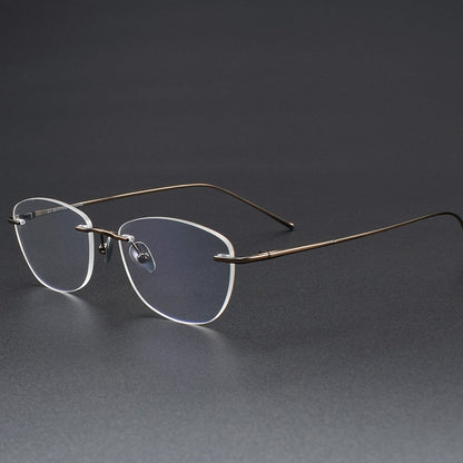 Women's Rimless Cat Eye Glasses | Ultra-Light Pure Titanium Minimalist Prescription Frame ZY52018 - HP eyeglasses