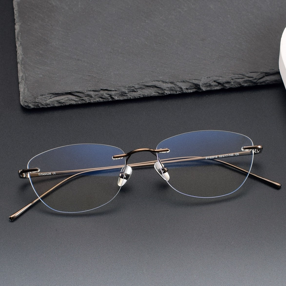 Women's Rimless Cat Eye Glasses | Ultra-Light Pure Titanium Minimalist Prescription Frame ZY52018 - HP eyeglasses