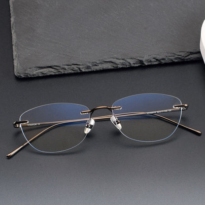 Women's Rimless Cat Eye Glasses | Ultra-Light Pure Titanium Minimalist Prescription Frame ZY52018 - HP eyeglasses