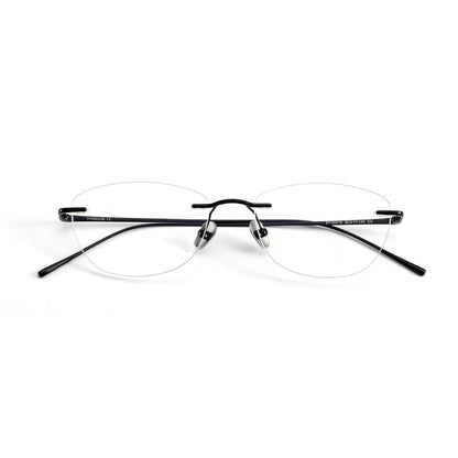 Women's Rimless Cat Eye Glasses | Ultra-Light Pure Titanium Minimalist Prescription Frame ZY52018 - HP eyeglasses